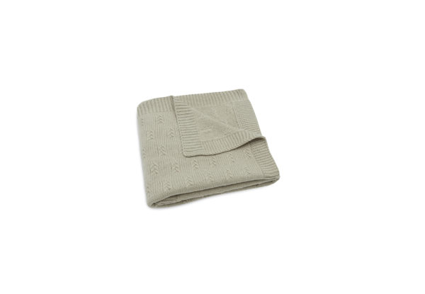 Couverture-100x150-Grain-Knit-olive-green-jollein