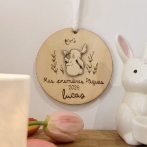 médaillon Lapin à suspendre | Ma première fête de Pâques avec prénom