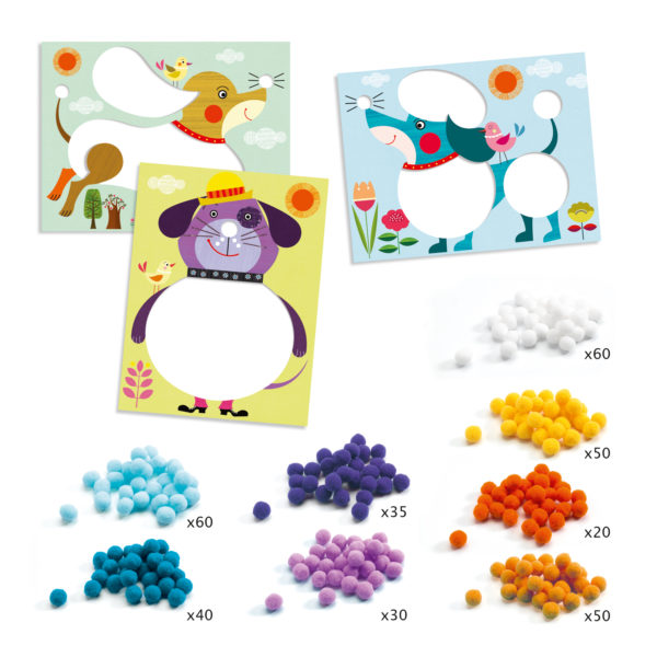 pompons-collage-chiens-a-caresser-djeco