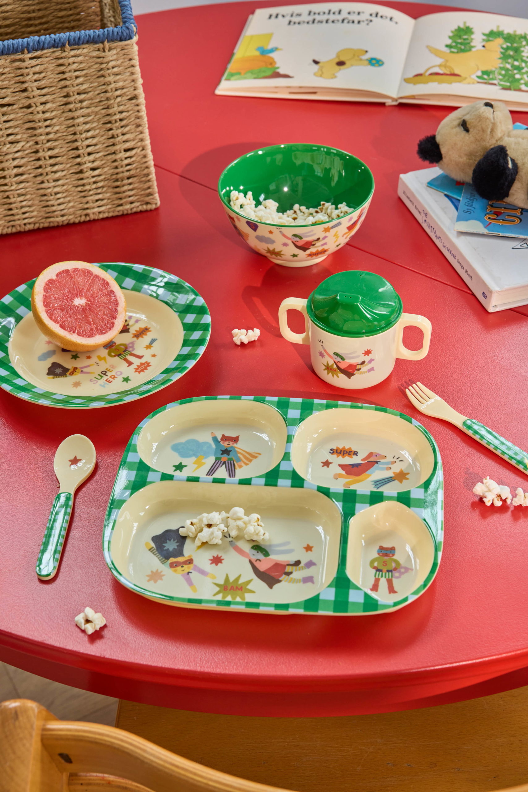 Set-vaisselle-Bébé-Vert-Hero-Print-rice