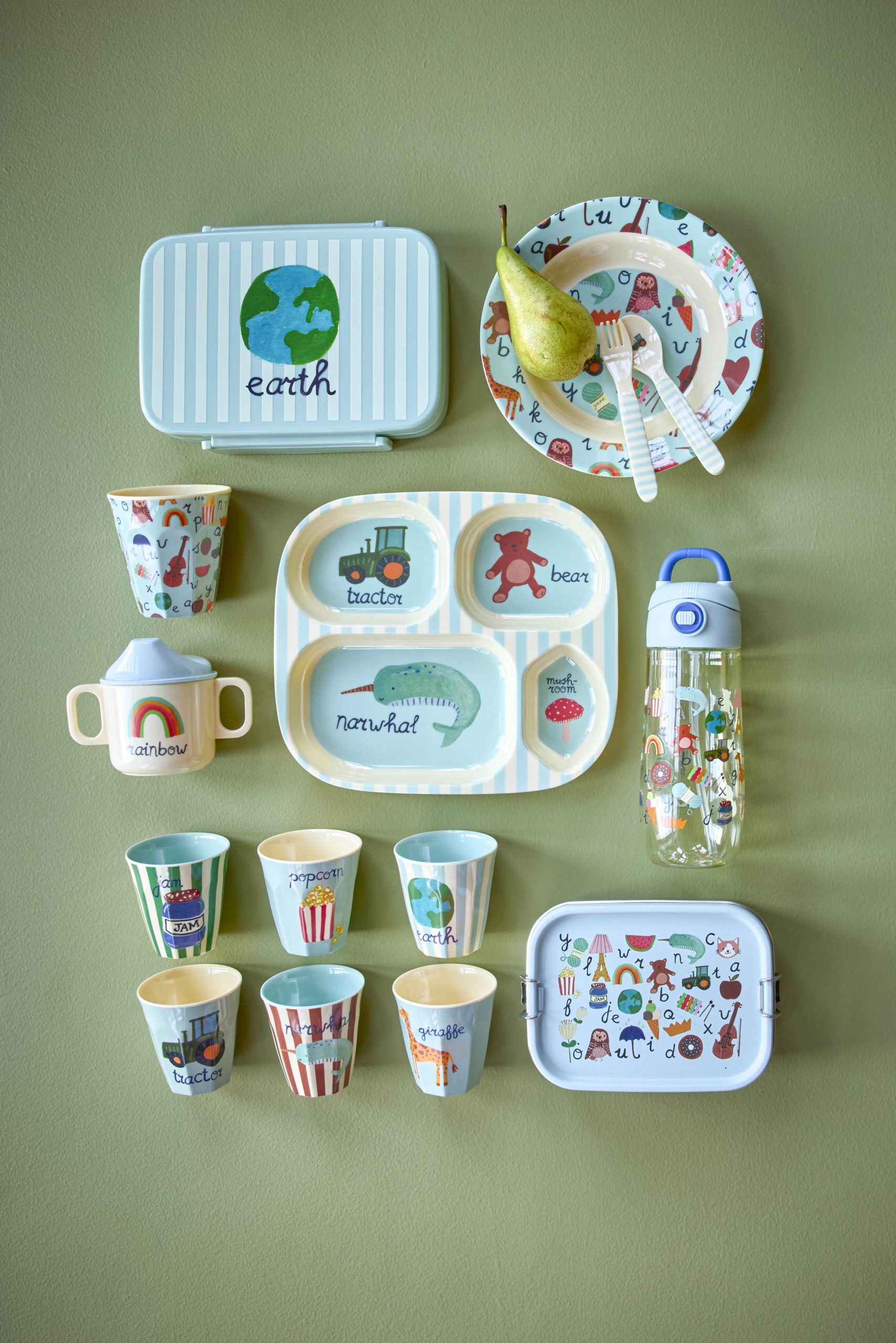 Set-vaisselle-Bébé-ours-abc-bleu-rice